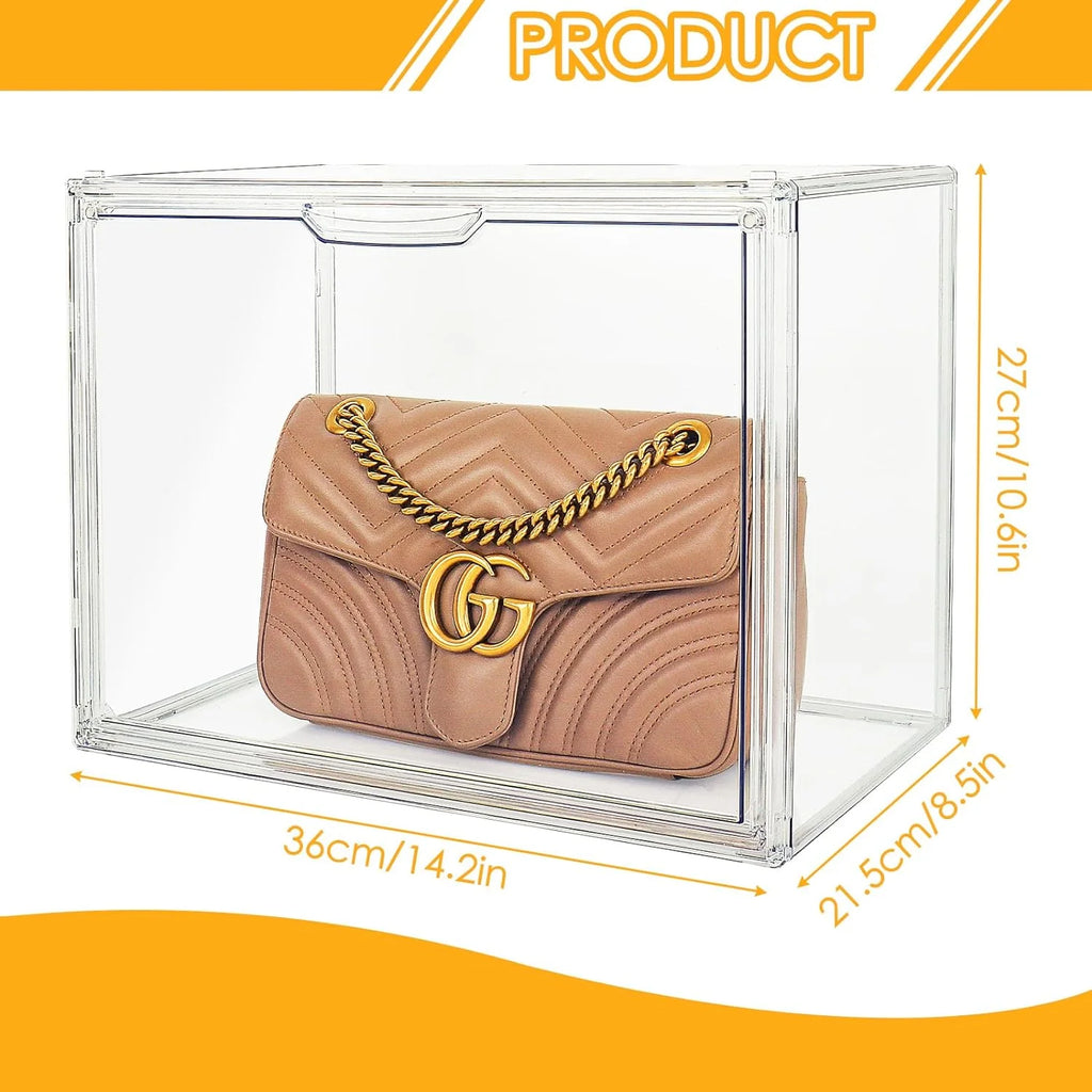 Clear Acrylic Handbag Storage Organizer Box with Magnetic Door P115