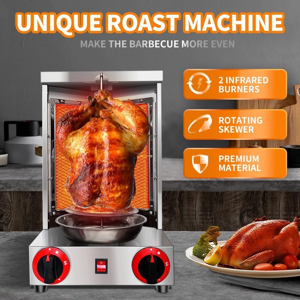 Gas Vertical Doner Kebab Machine with 2 Burner and Meat Catch Pan K77699