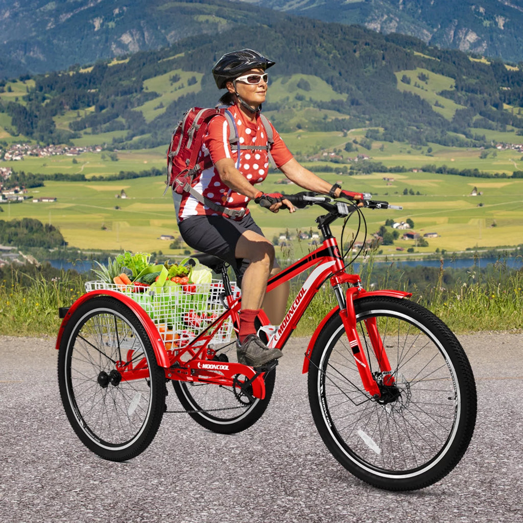 24/26/27.5 Inch 7 Speed Three Wheel Tricycle with Cargo Basket G9318