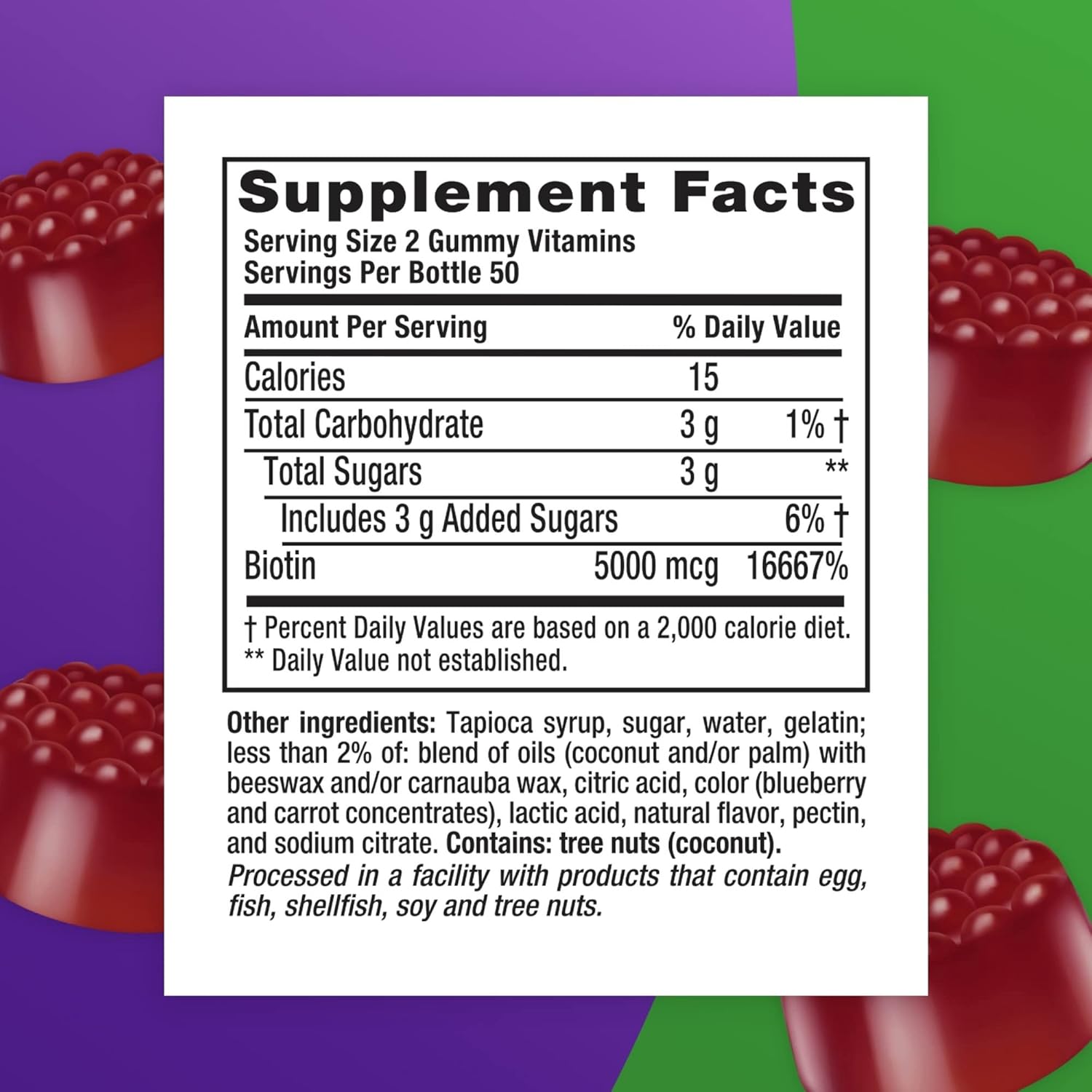 Berry Flavored 5,000 mcg Biotin Gummy Vitamins, 100 Count Z695640
