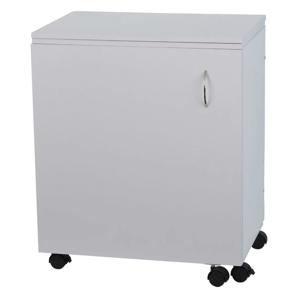 White Sewing and Craft Table with Storage and Adjustable 3-Position Lift L95208