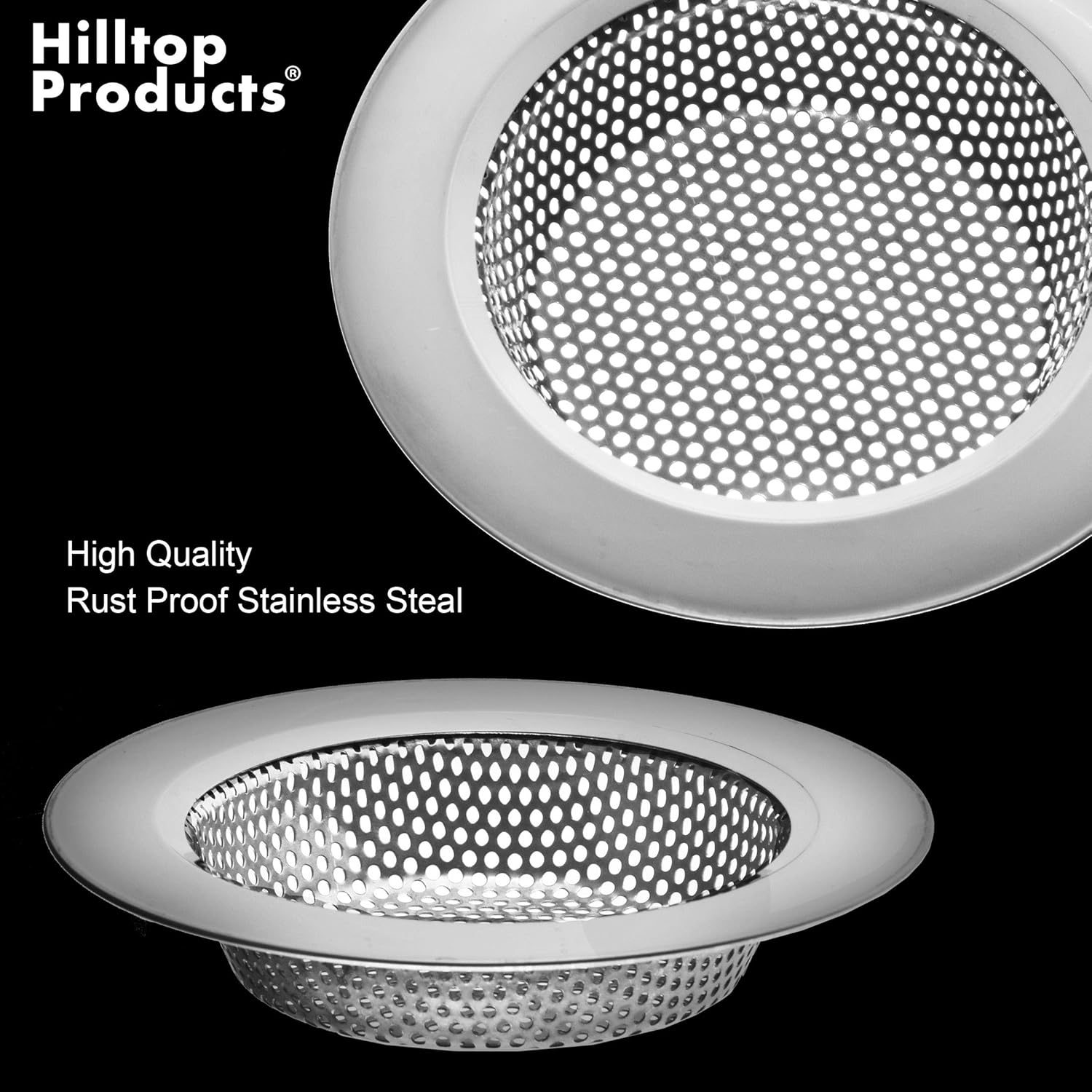 2 Pack 4.5" Top / 3" Basket Stainless Steel Kitchen Sink Drain Strainer J84475