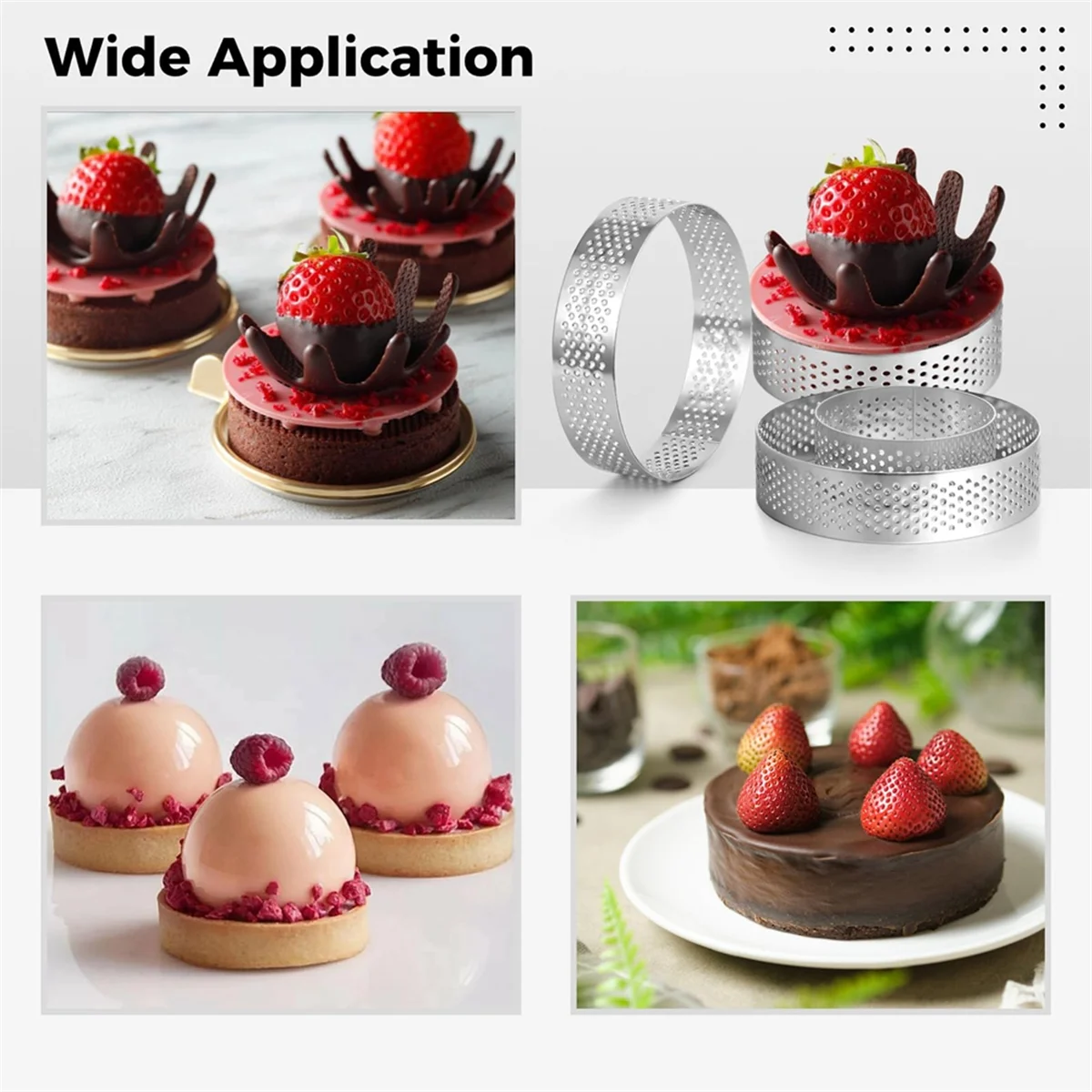 12 x Round Stainless Steel Tart Rings F889