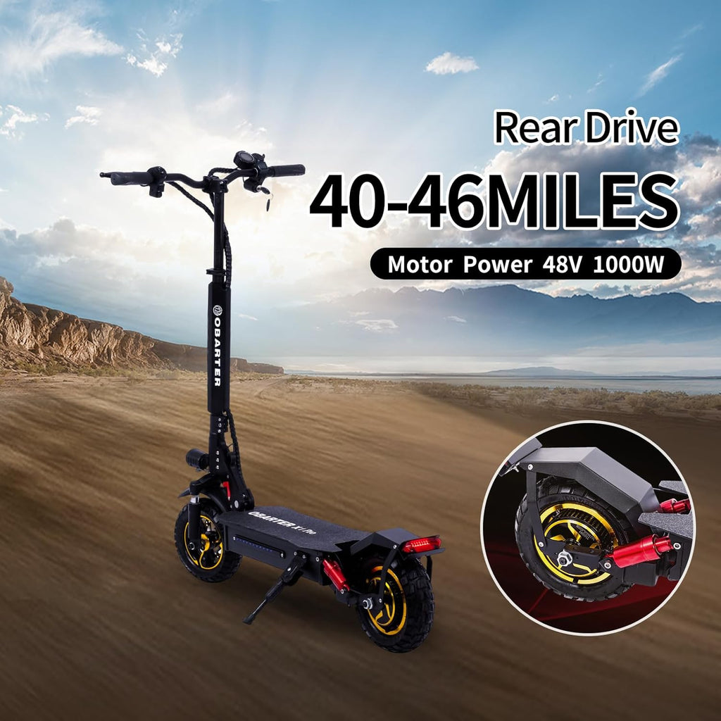 Foldable Electric Scooter 1000W Rear Drive Off-Road 10" Vacuum Tire 48V 21AH Battery B640