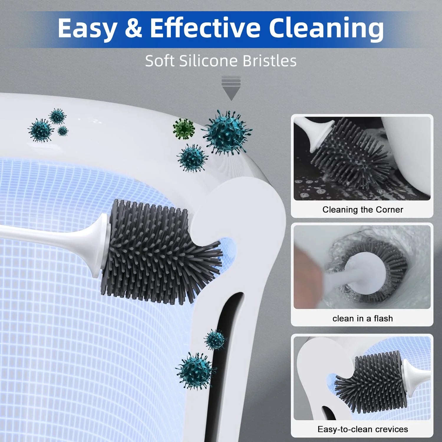 Toilet Brush and Caddy Bowl Cleaner Holder Set (2Pack) R2220
