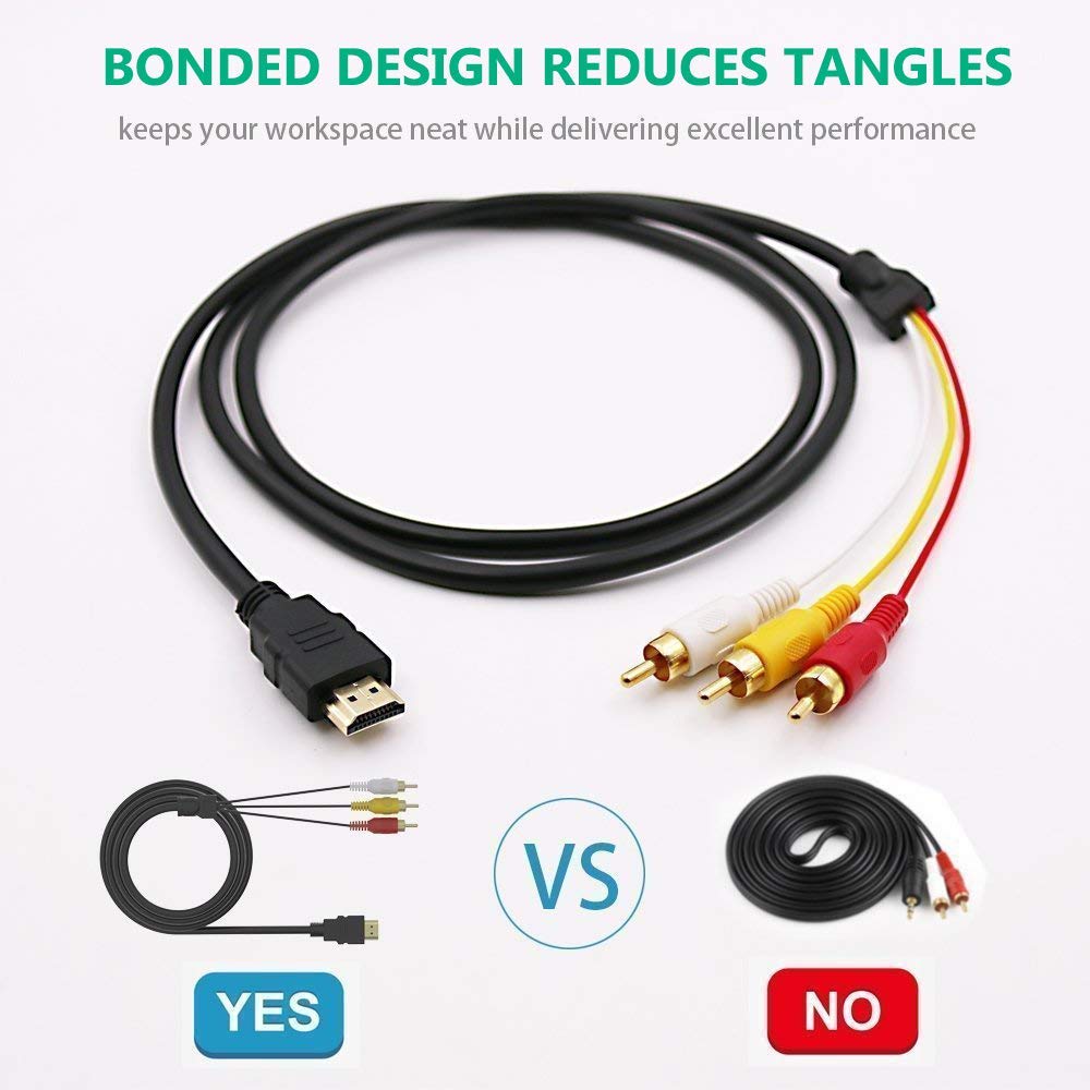 HDMI to RCA Cable, 1080P 5ft/1.5m HDMI Male to 3-RCA Video Audio AV Cable R899