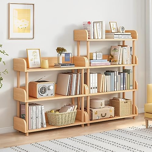 3-Tier Wooden Open Bookcase with Solid Wood Frame, Oak A38594