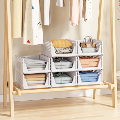 White Stackable Closet Storage Basket K2378