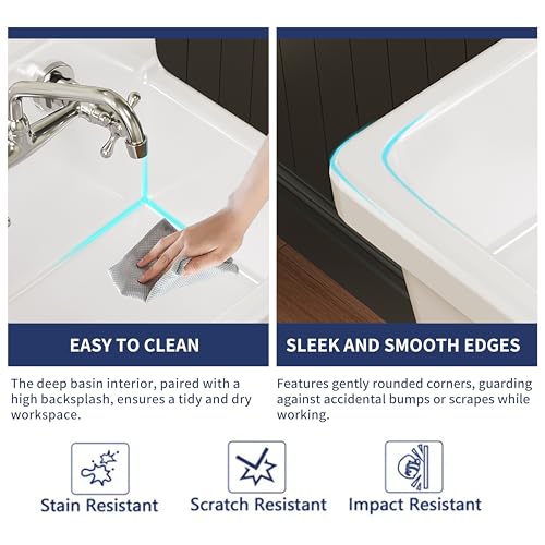White Ceramic Wall Mount Utility Sink 24"x19"x16.5" S371946