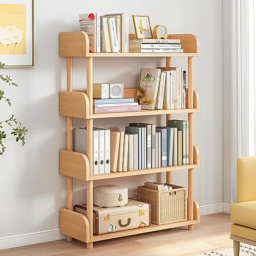 3-Tier Wooden Open Bookcase with Solid Wood Frame, Oak A38594