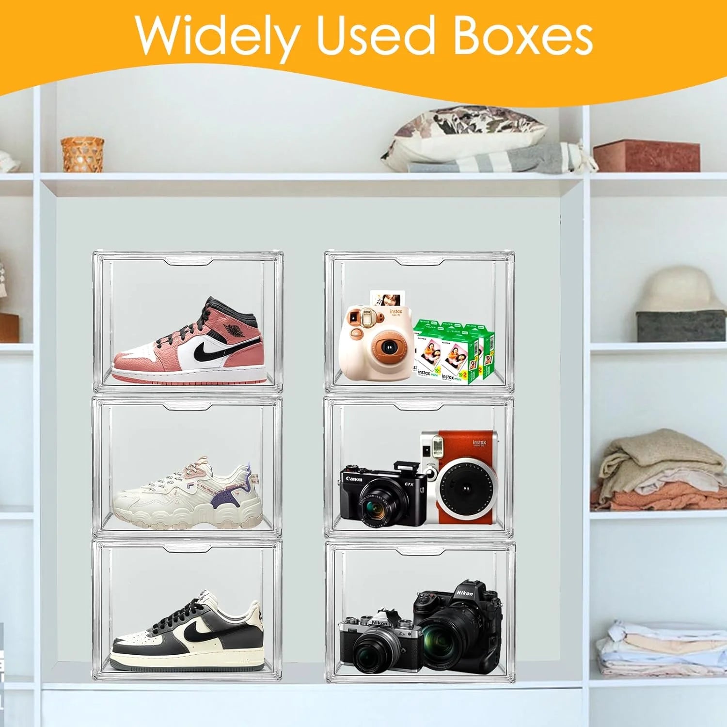 Clear Acrylic Handbag Storage Organizer Box with Magnetic Door P115