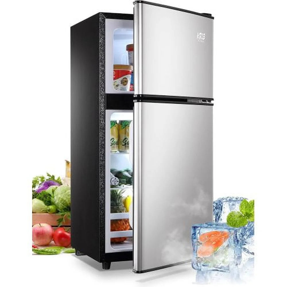 Silver Compact Mini Fridge with Freezer and 2 Door P477417