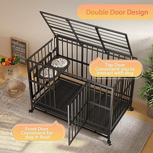 Heavy Duty Dog Crate with Wheels and Removable Tray L24753