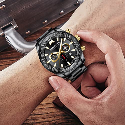 Mens Analog Quartz Chronograph Military Watch 46mm Stainless Steel X991100