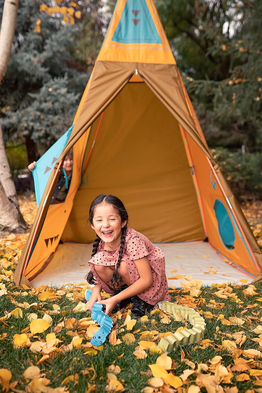 59" x 59" x 96" Brown Kids Giant Tee Pee Tent Playhouse Y176290