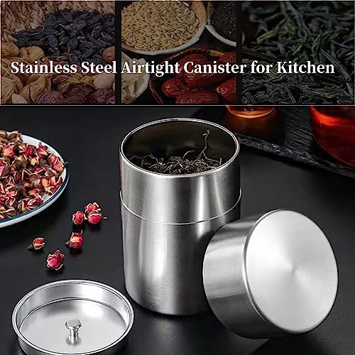 Stainless Steel Tea Canister with Airtight Double Lids (550ml) B1722