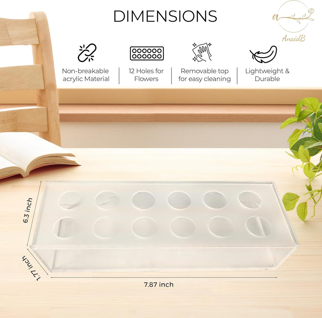 Clear Acrylic Rectangle Vase with Holes and Lights X2830