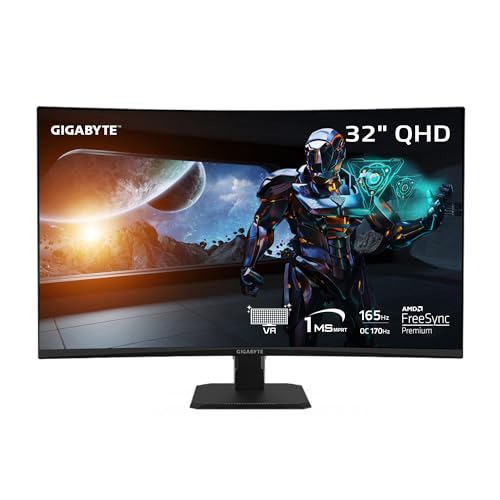 31.5" 165Hz 1440P Curved Gaming Monitor, VA 1500R Display, Black H725858