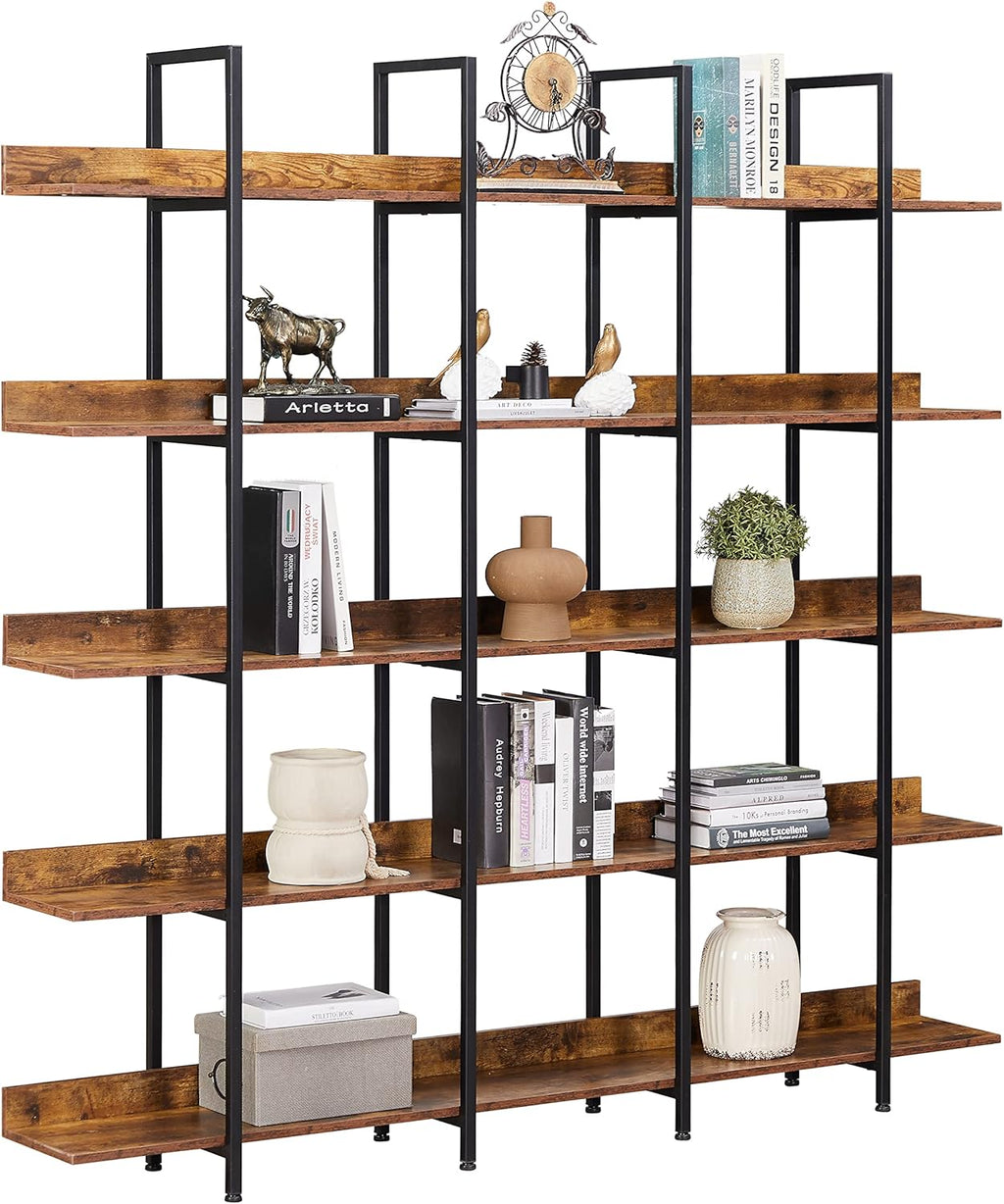 5 Tier Open Bookshelf with Metal Frame F9589