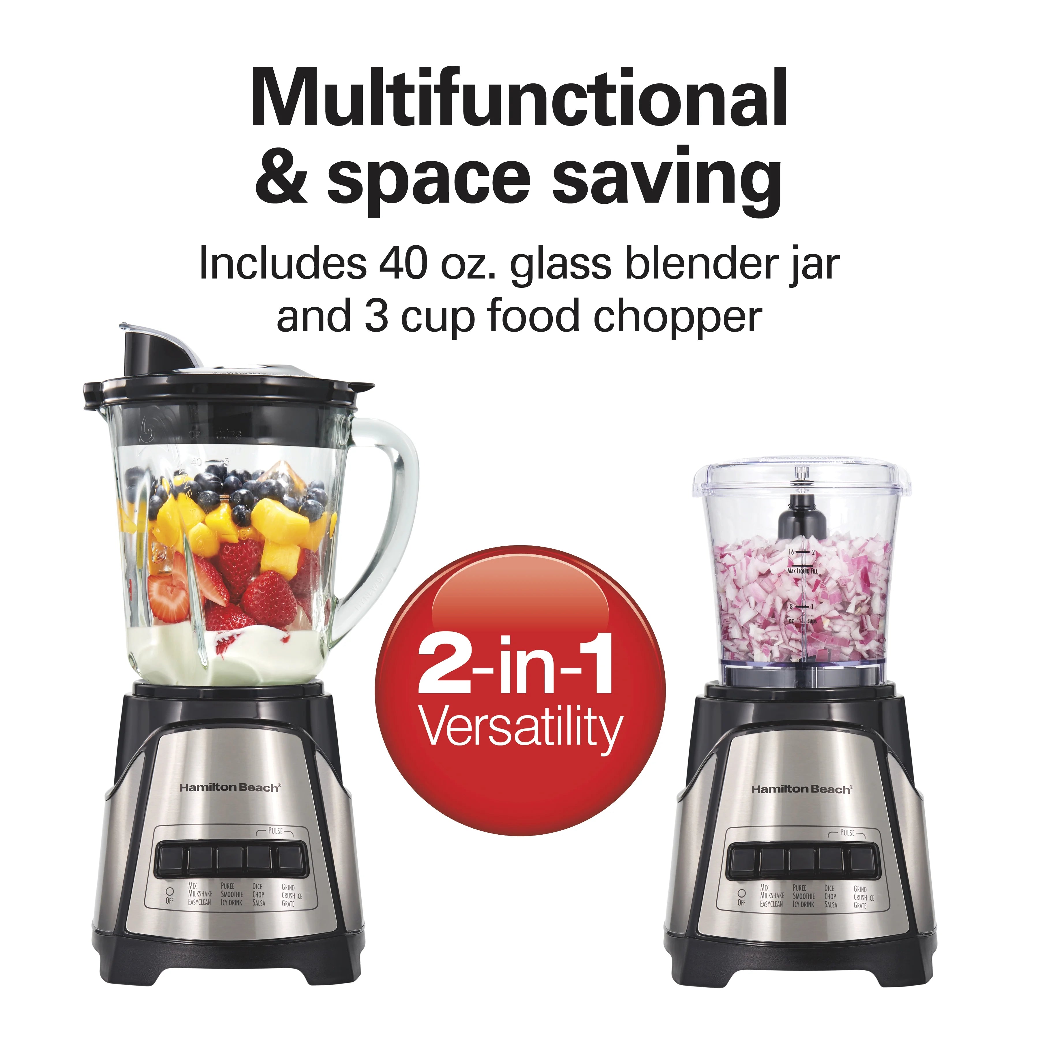 40 oz. Glass Jar Blender with 3-Cup Chopper, 700 Watts, Stainless Steel K950