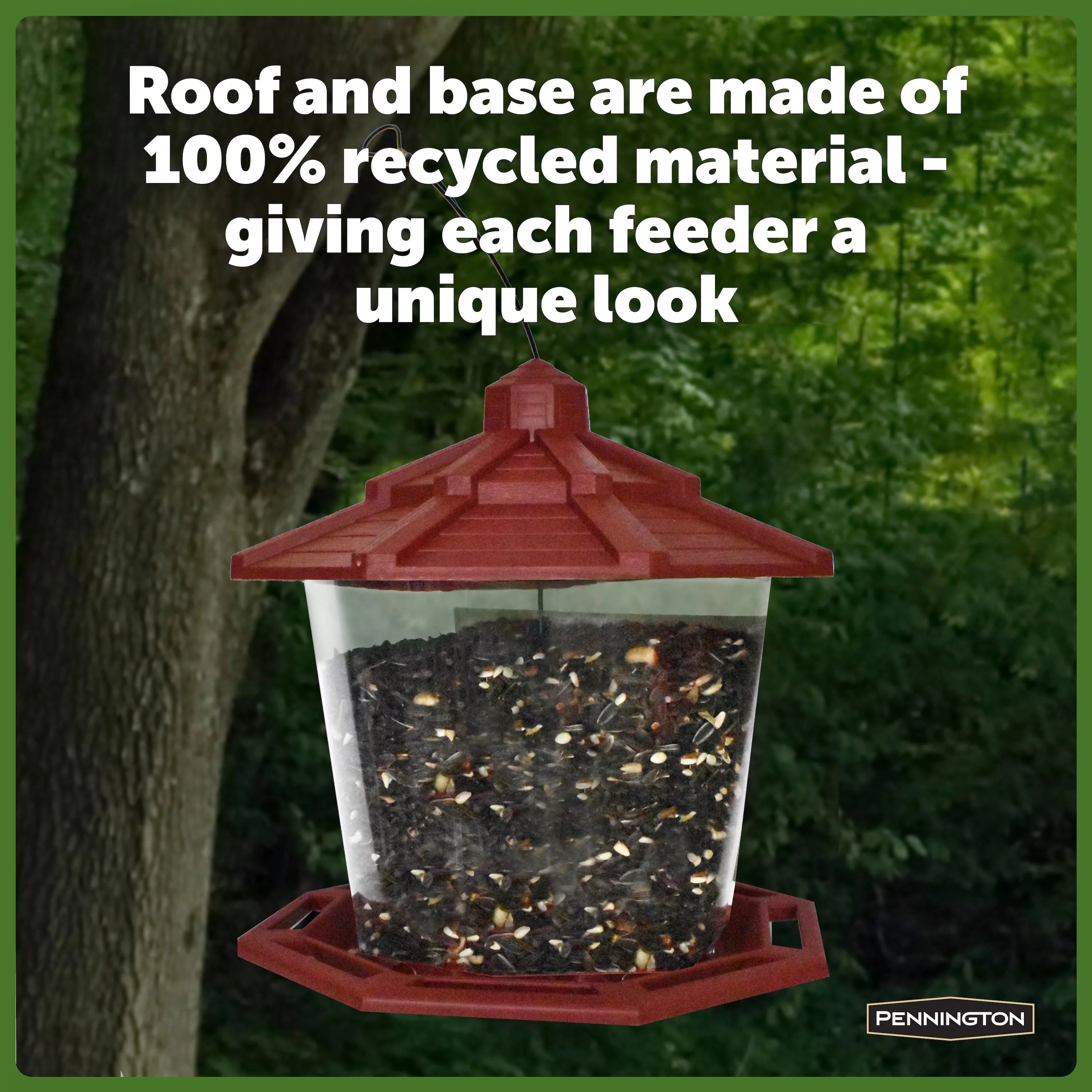 Red Recycled Plastic Wild Bird Hopper Feeder, 7 lb. Capacity, 2 Pack I2866