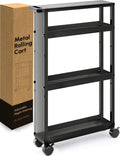 Black 4 Tier Rolling Metal Storage Cart J8640