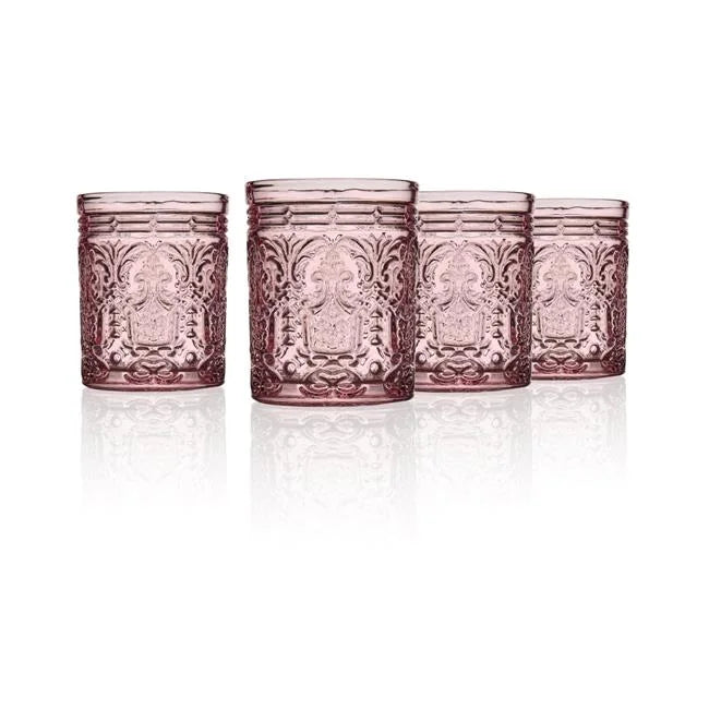 11 oz Pink Double Old Fashion Glass Set of 4 C644245