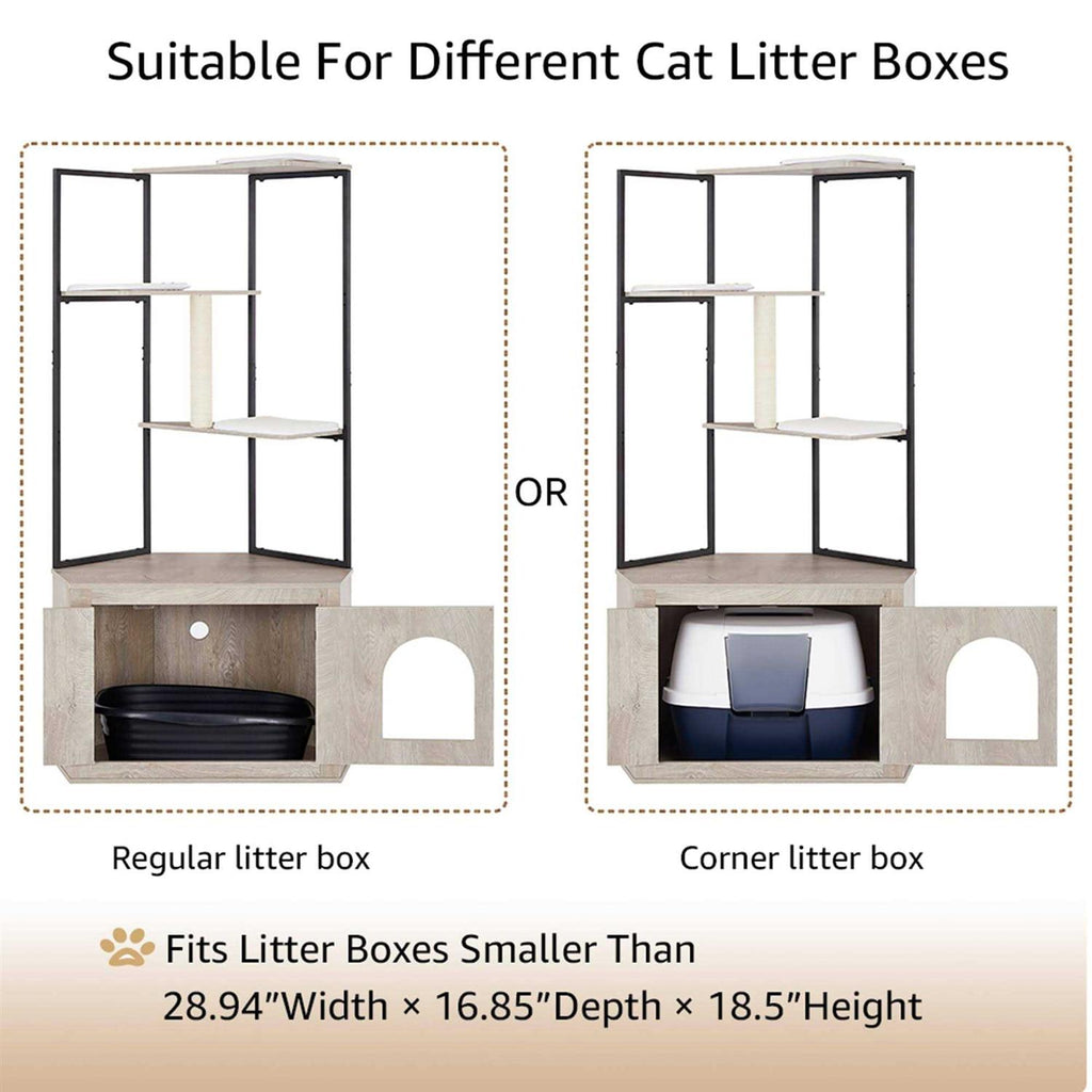 Corner Box Enclosure with Cat Tree Tower Cat Litter P32515