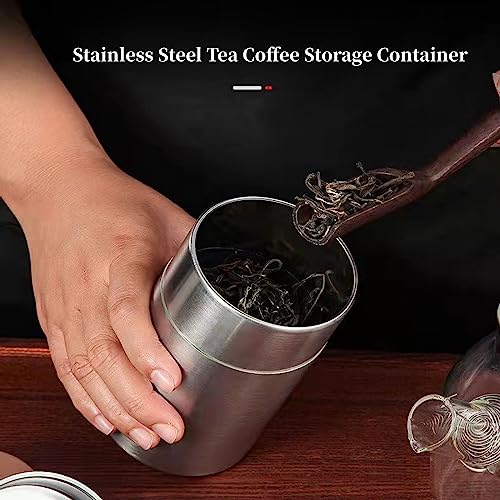 Stainless Steel Tea Canister with Airtight Double Lids (550ml) B1722