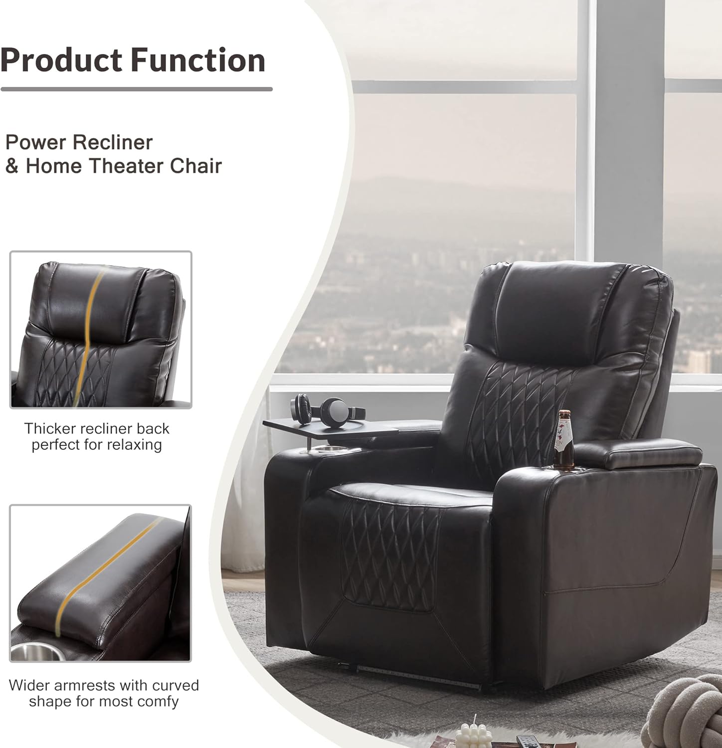 Power Recliner Chair with USB Port and Cup Holders G976958