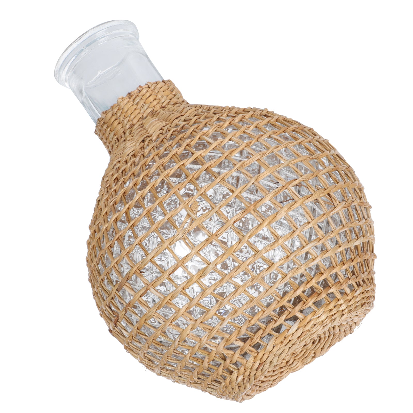 Rattan Glass Vase Clear Gold Terrarium Jar Vases Decoration Brown D12695