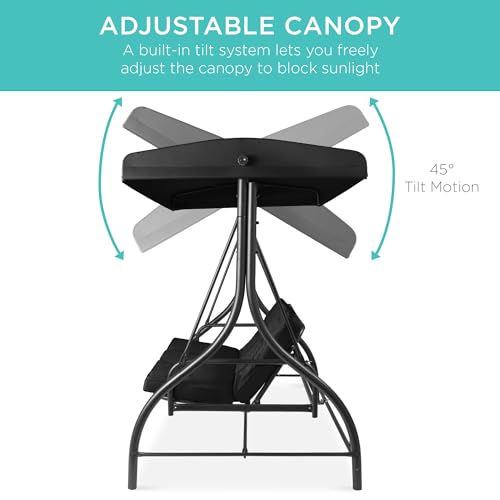 3-Seat Outdoor Canopy Swing Glider with Removable Cushions J5423