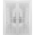 Solid French Double Doors 48 x 80 inches Frosted Glass 12 Lites L771