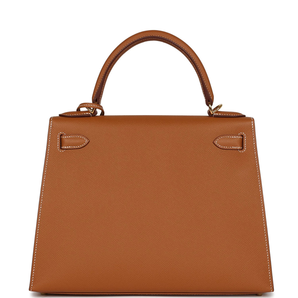 Gold Epsom Leather Kelly Sellier 28 E3230