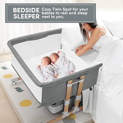 3 in 1 Baby Bassinet Bedside Sleeper with Storage, Grey L5542