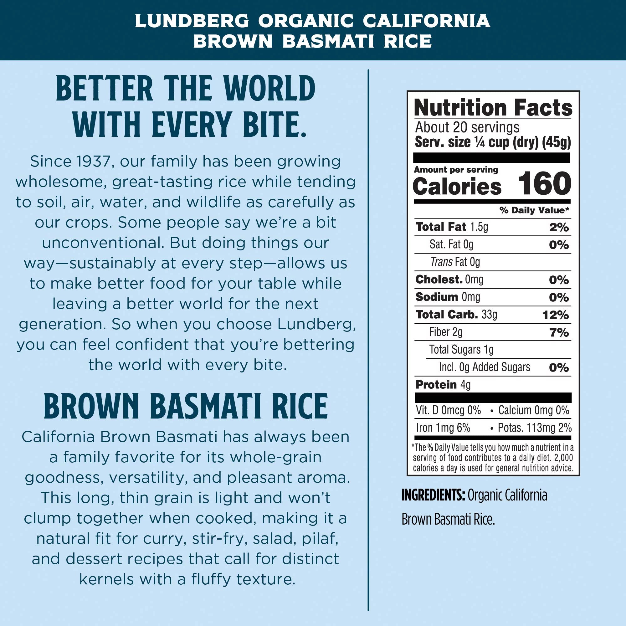 Organic California Brown Basmati Rice, 32 Ounce H19799
