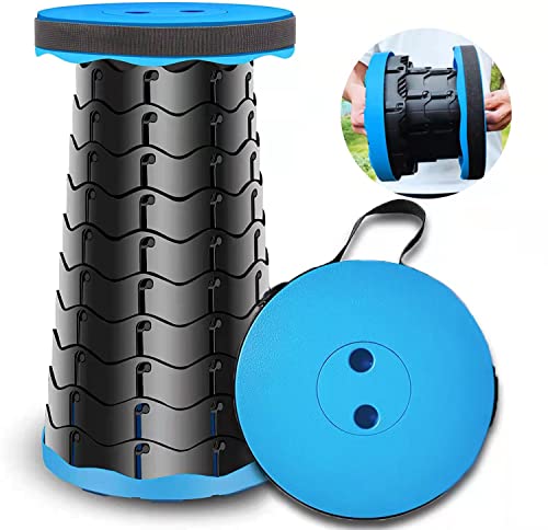 Portable Telescopic Folding Stool with Load Capacity 400lbs (BLUE) W313