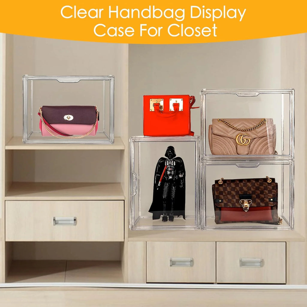 Clear Acrylic Handbag Storage Organizer Box with Magnetic Door P115