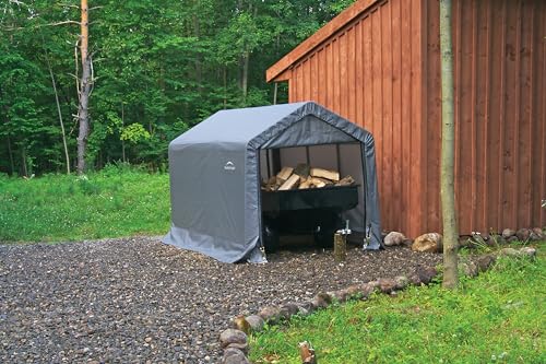 10' x 10' Steel Round Roof Outdoor Storage Shed with Waterproof Cover, grey Q4390