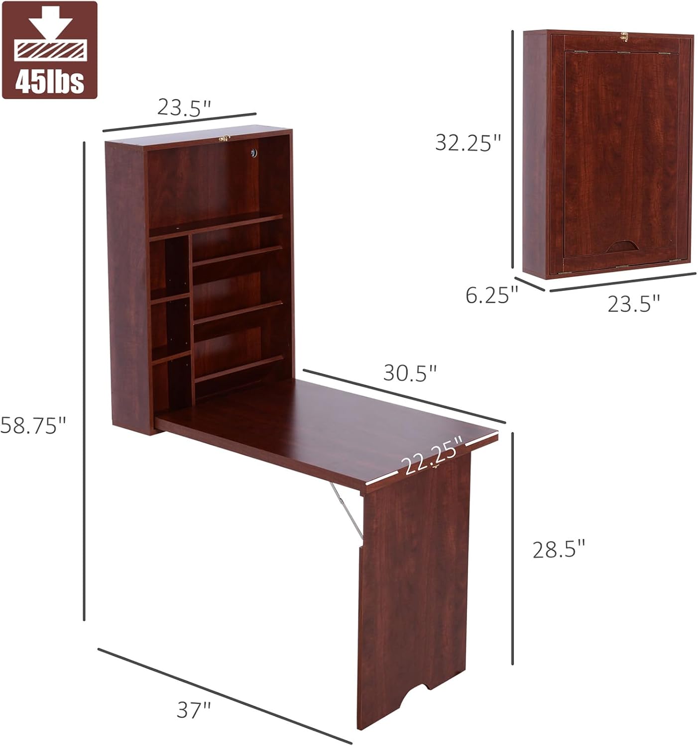 Wall Mounted Desk with Storage Area B7867