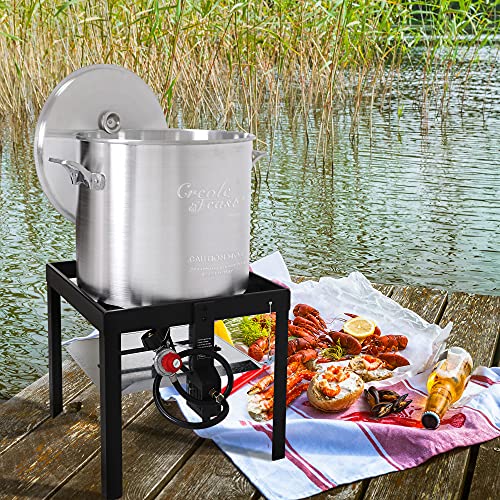 Seafood Boiling Kit with Strainer, Aluminum Propane Gas Boiler with 10 PSI Regulator G777243