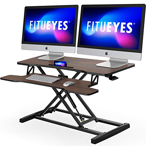 Height Adjustable Standing Desk 36" Wide Sit to Stand Converter Desk Tabletop Workstation for Dual Monitor Riser M561