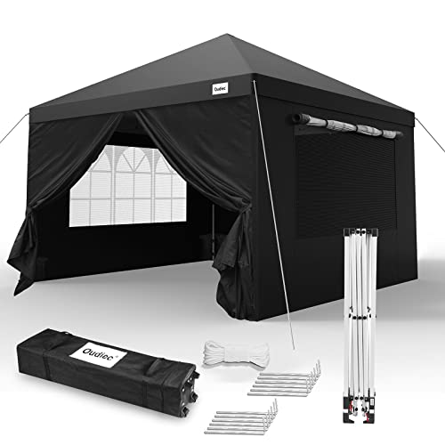 Black 10x10 Ft Pop up Canopy Tent with Window and Removable Sidewall B530
