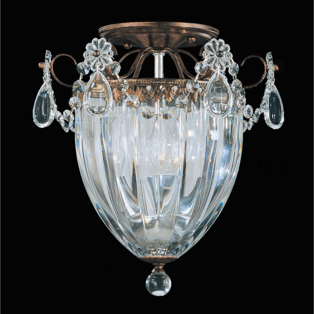 3 Light 11 inch Crystal Semi-Flush Mount in Etruscan Gold with Clear Crystal Y912318