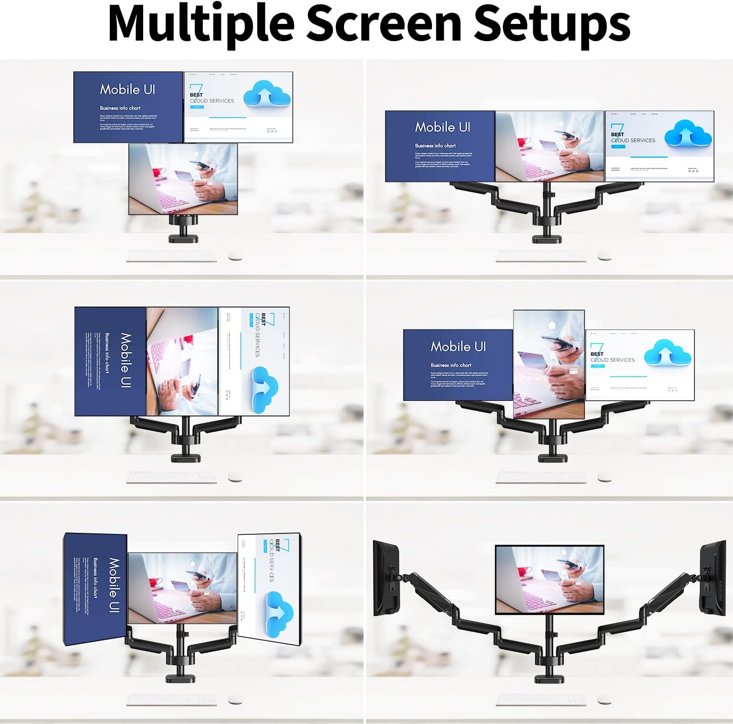 Triple Monitor Desk Mount for 3 Screens Up to 27 inch V20153