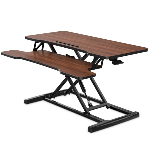 Height Adjustable Standing Desk 36" Wide Sit to Stand Converter Desk Tabletop Workstation for Dual Monitor Riser M561