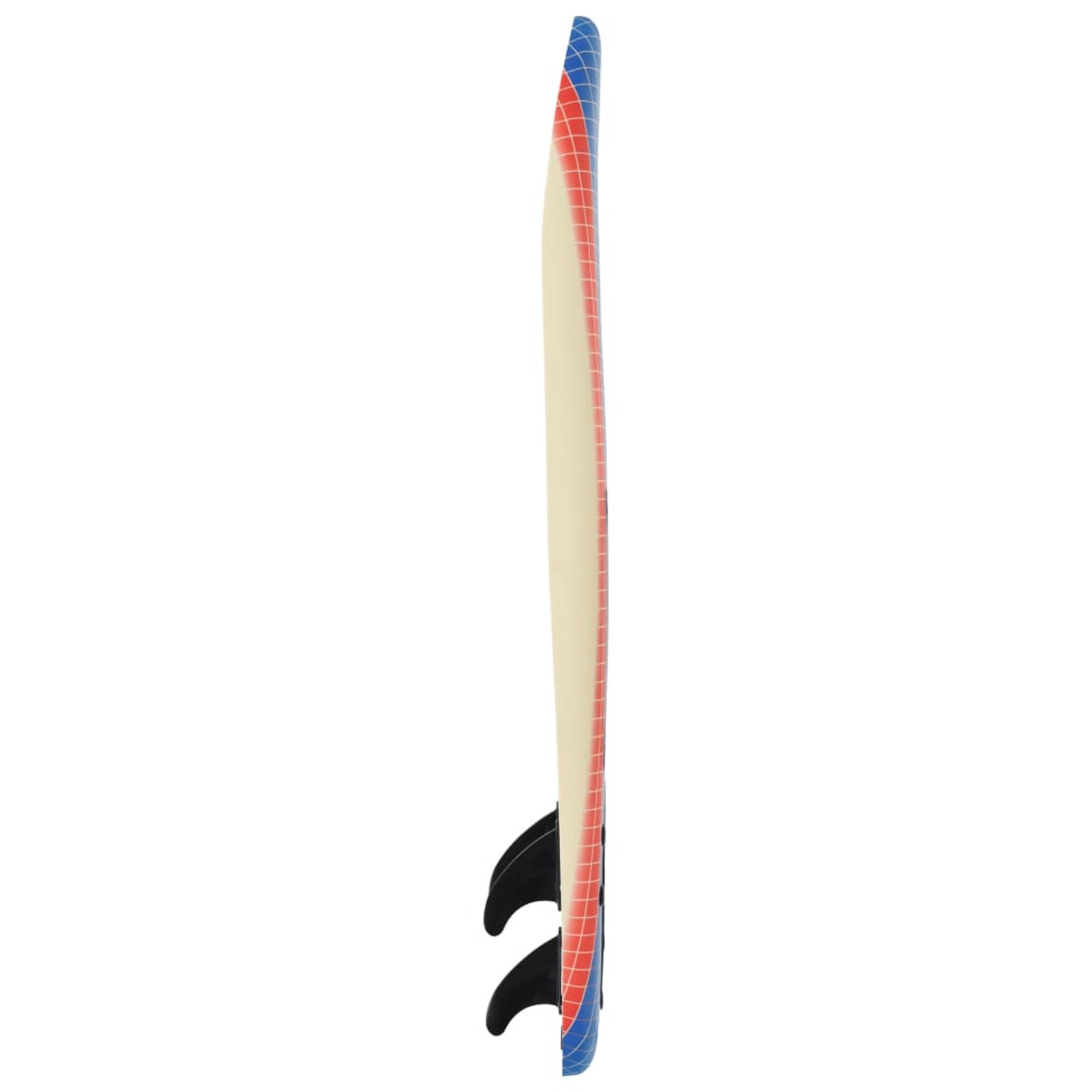 Surfboard with Leash and Plastic Fins 66.9 x 18.4 x 3.1 Inches W9233