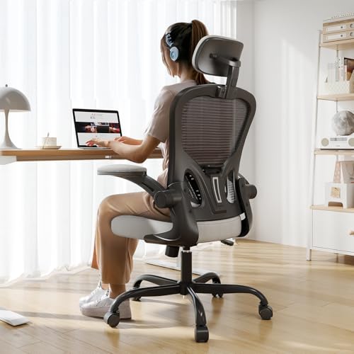 Black Ergonomic High Back Desk Chair with Flip-up Armrests B988