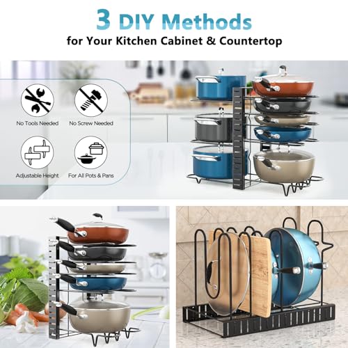 8-Tier Heavy Duty Pots and Pans Organizer Rack A20026