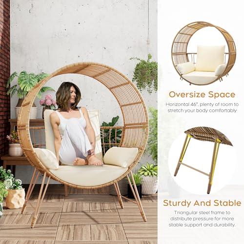 Oversized Wicker Egg Chair with Cushions O50613